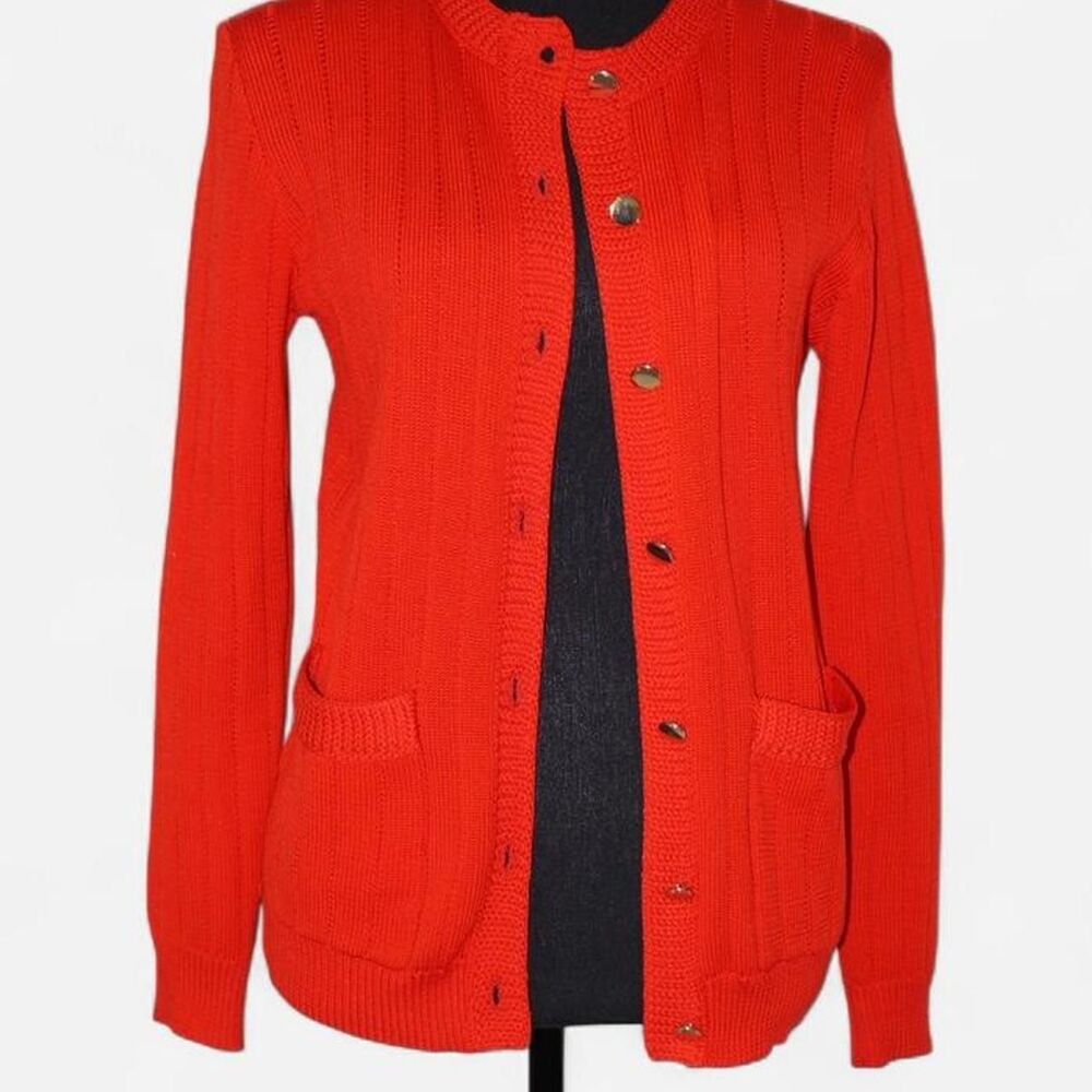 American-vintage Women's Orange and Gold Cardigan